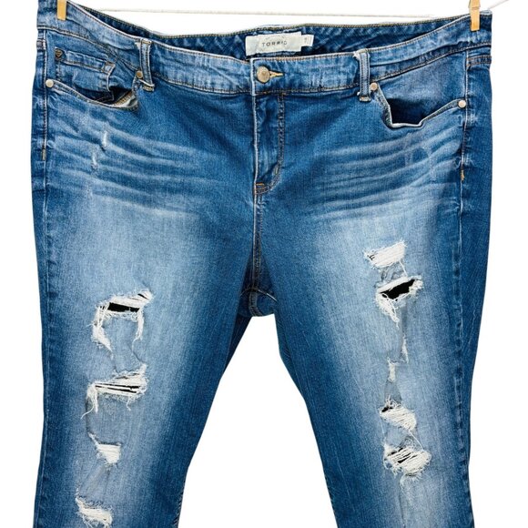 Torrid Womens Distressed Skinny Jeans Blue Stretch Denim Pants Plus Size 26 - Picture 4 of 13